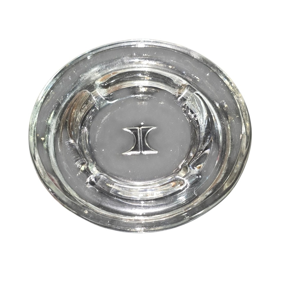 Vintage Hilton Hotels Ashtray Embossed Worldwide Logo Clear‎ Glass Advertisement